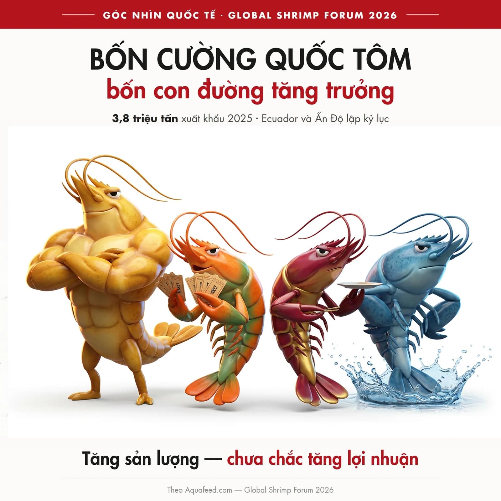 Four Shrimp Powers, Four Different Paths to Growth