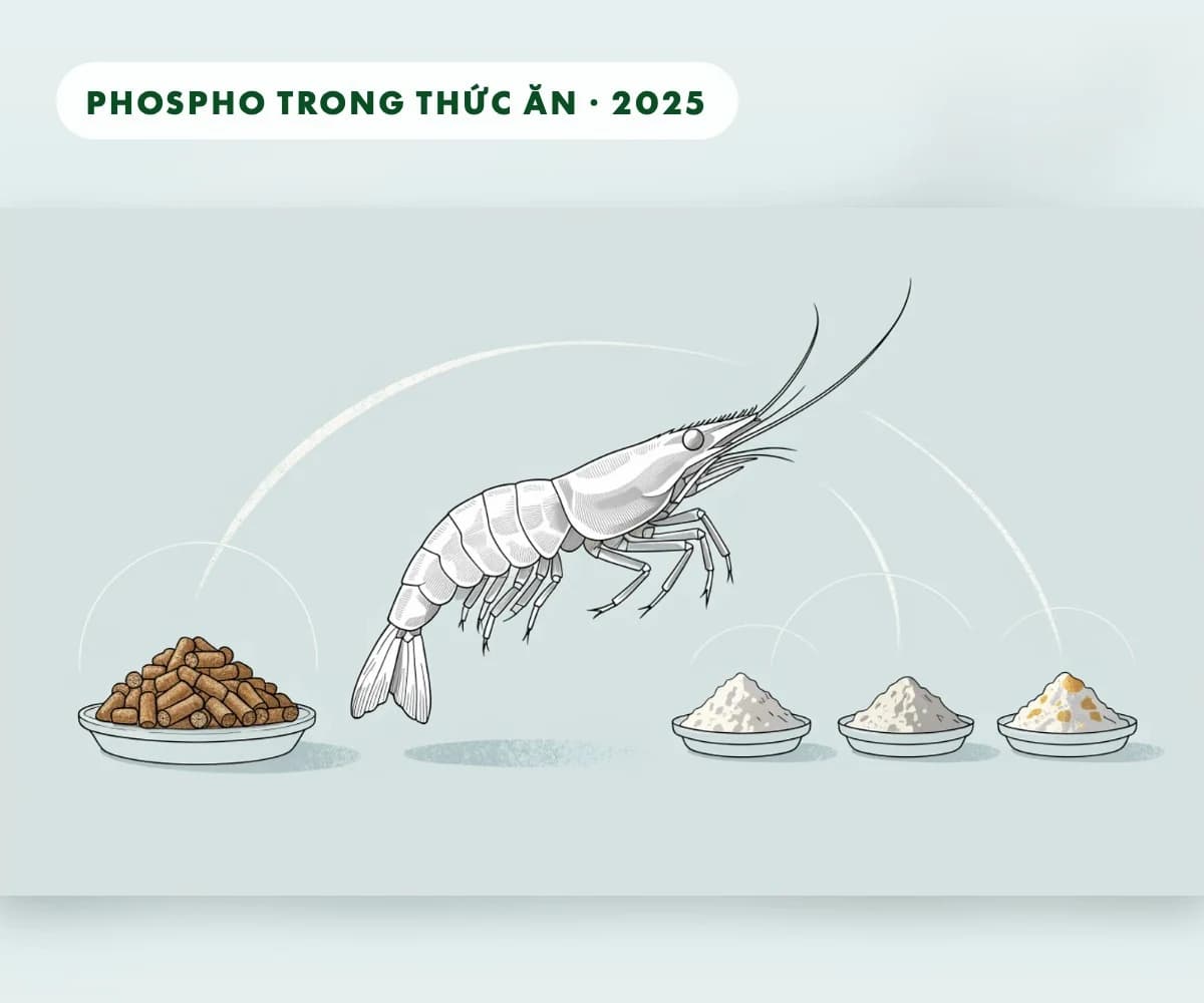 Phospho trong thức ăn tôm thẻ: Chọn nguồn khoáng và hiểu đúng khả năng tiêu hóa