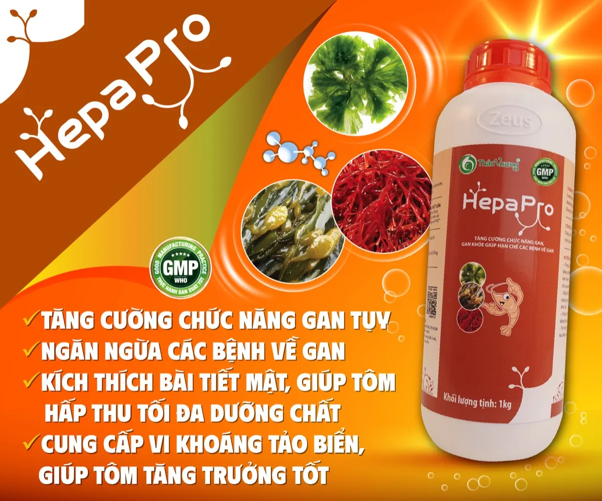 HEPA PRO — lá chắn vàng giải độc gan tụy cho tôm thâm canh