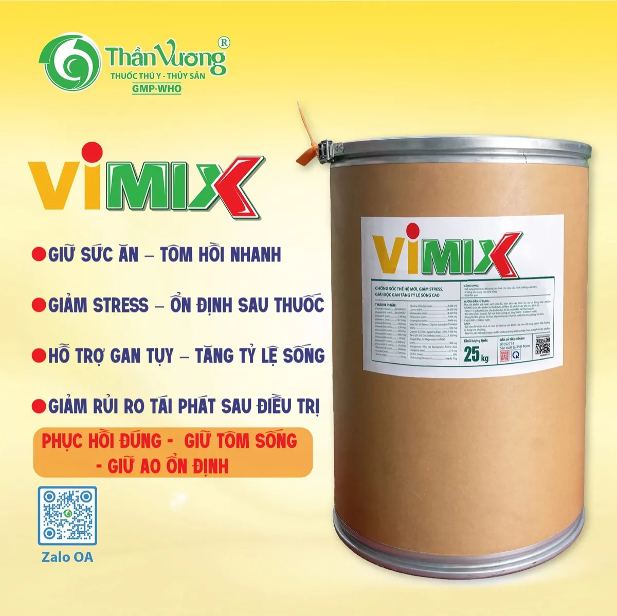 VIMIX — sản phẩm phục hồi tôm sau bệnh, sau kháng sinh và sau stress