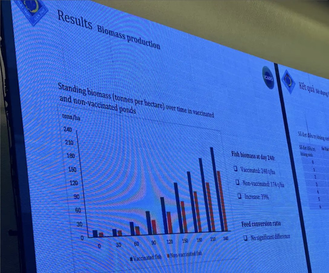 Slide kết quả sinh khối ao tiêm vaccine và không tiêm